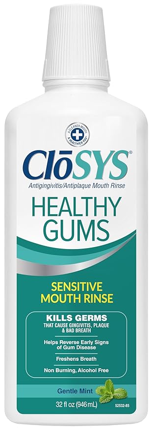 Closys Healthy Gums Mouthwash, Antiplaque and Anti-gingivitis for Gum Health, Non-Burning, Non-Irritating – 32 Fl Oz