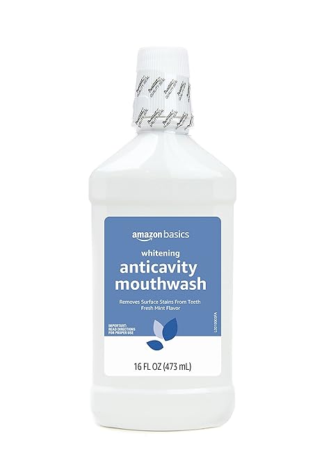 Amazon Basics Whitening Anticavity Mouthwash, 16 Fluid Ounces, Fresh mint, 1-Pack (Previously Solimo)