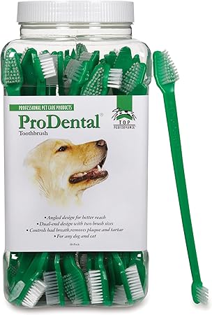 Top Performance ProDental Dual-End Toothbrushes — Convenient Toothbrushes for Cleaning Pets' Teeth, 50-Pack