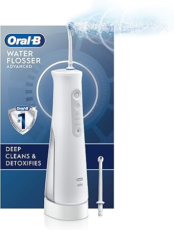 Oral-B Water Flosser Advanced, Cordless Portable Oral Irrigator Handle with 2 Nozzles