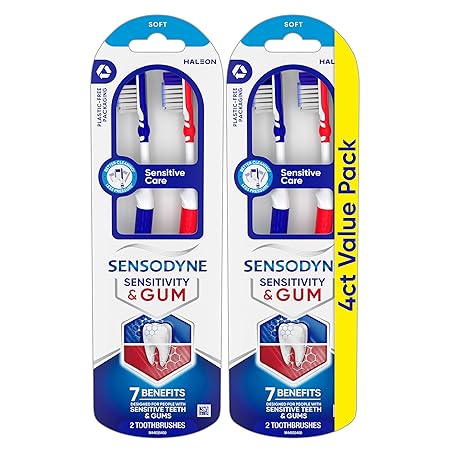 Sensodyne Sensitivity & Gum Soft Toothbrush Designed for Sensitive Teeth, 4-Pack