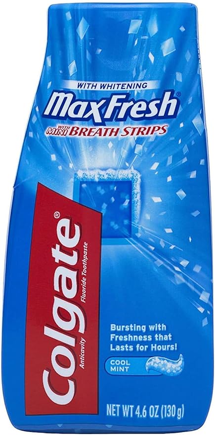 Colgate Max Fresh Liquid Toothpaste with Mini Breath Strips, Cool Mint, 4.6 oz (Packaging May Vary)