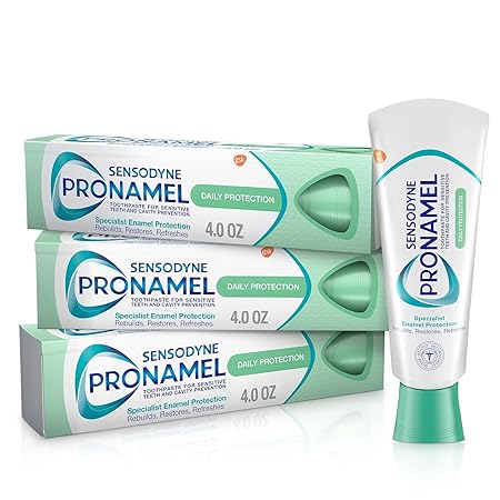 Sensodyne Pronamel Daily Protection Enamel Toothpaste for Sensitive Teeth, to Reharden and Strengthen Enamel, Mint Essence - 4 Ounce (Pack of 3)