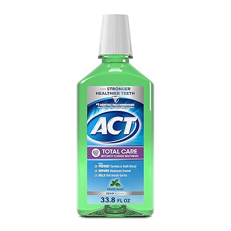 ACT Total Care Zero Alcohol Anticavity Fluoride Mouthwash 33.8 fl. oz. Fresh Mint