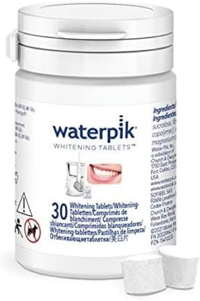 Waterpik Whitening Water Flosser Tablets, Teeth Whitening Tablets for Waterpik Whitening Flosser, Fresh Mint Flavour, Compatible with Waterpik WF-05 and WF-06 Models, Pack of 30 Tablets