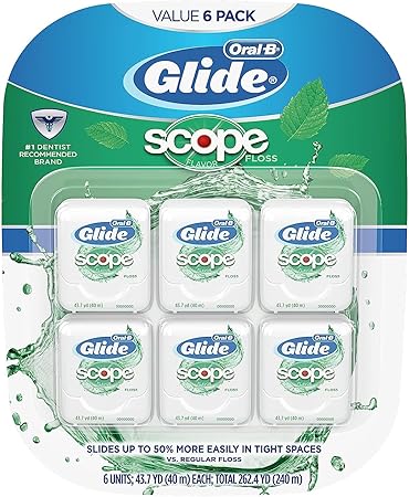 Oral-B Glide Dental Floss, Scope Flavor, 40m (Pack of 6)