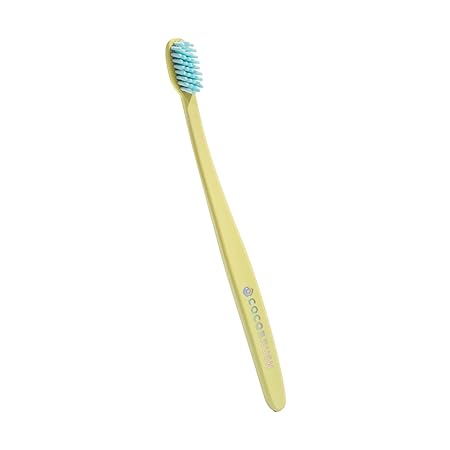 Cocofloss Cocobrush, Ultra-Soft Manual Toothbrush, Dentist-Designed, Gentle on Gums, Made from Recycled Plastic, Limoncello Yellow