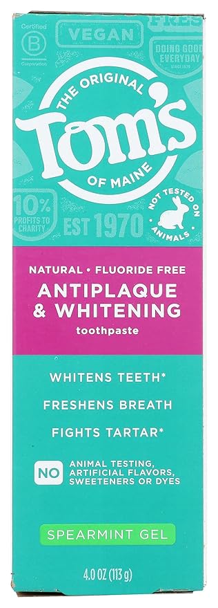 TOMS OF MAINE Whitening Spearmint Gel Toothpaste, 4 OZ