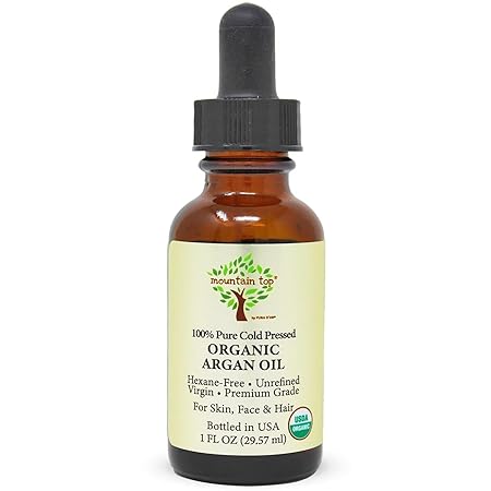 Mountain Top Argan Oil Premium Grade Pure Moisturizer, USDA Organic 100% Pure Cold Pressed Unrefined, 1 fluid ounces (Pack of 1)