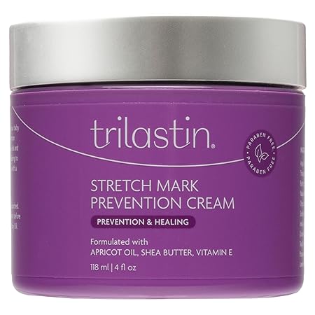 TriLASTIN Maternity Stretch Mark Prevention Cream, 4 oz (Pack of 1) | Hypoallergic | Paraben-Free | Safe for Pregnancy