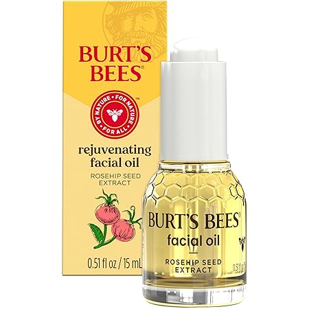 Burt's Bees Gua Sha Face Oil with Rosehip Seed Extract, 0.51 fl oz (Pack of 1) | Reduces Appearance of Fine Lines and Wrinkles | Use with Ice Roller & Facial Tools