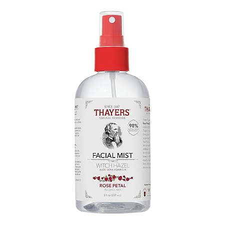 Thayers Alcohol-Free Witch Hazel Facial Mist Toner with Aloe Vera, Rose Petal, Soothing and Hydrating, For All Skin Types, 8 oz