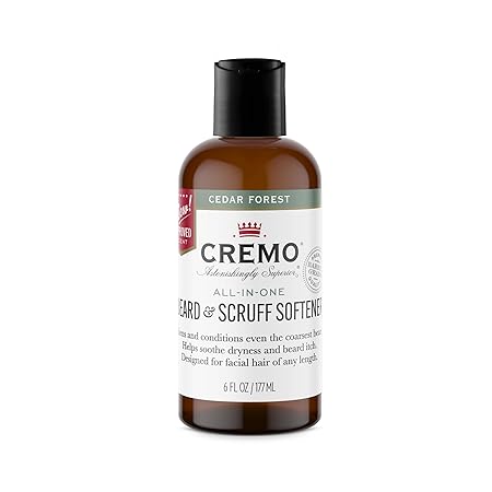 Cremo Cedar Forest Beard & Scruff Softener, Softens and Conditions Coarse Facial Hair of all Lengths in Just 30 Seconds, 6 Fluid Ounce