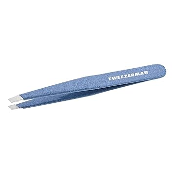 Tweezerman Stainless Steel Slant Tweezer - Eyebrow Tweezers for Women and Men (Sky Blue)