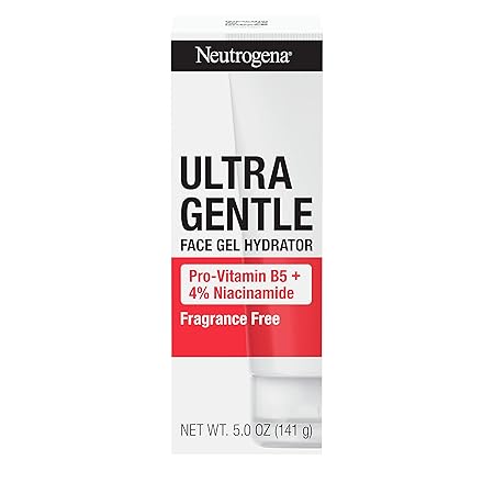 Neutrogena Ultra Gentle Face Gel Hydrator with Pro-Vitamin B5 & 4% Niacinamide, 5.0 oz (Pack of 1) | acne-prone skin | lightweight gel cream, targets uneven skin tone