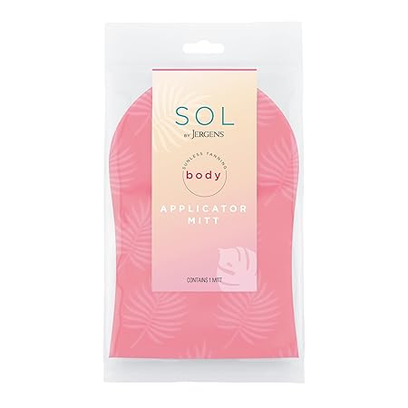 Jergens SOL Self Tanner Applicator Mitt, Flawless, Streak-free Tanning Blender Glove, Sunless Tanning, Reusable Tanning Mitt Protects Hands, All Skin Tone