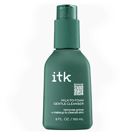 ITK 2-in-1 Milk-To-Foam Gentle Face Wash + Makeup Remover - Pro vitamin B5 - Retain Moisture + Pineapple Enzymes + Coconut Enzymes - Cleanses + Moisturizes Skin - Removes Grime + Makeup