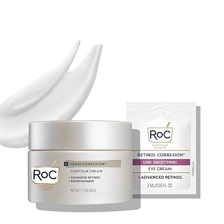 RoC Derm Correxion Neck Cream with Hyaluronic Acid and Advanced Retinol, 1.7 oz (Pack of 1) | visibly Tighten & Lift Horizontal Neck Lines, Contour Face, Neck + Jaw | Moisturiser