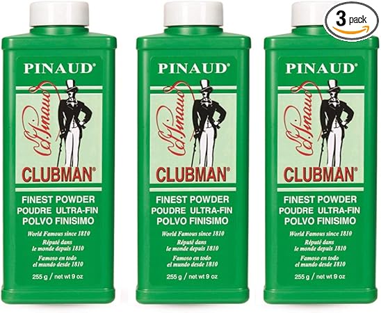 Clubman Pinaud Finest Powder, Classic White Powder for Men, Protection Against Sweat and Body Odor, 9 oz x 3 Packs