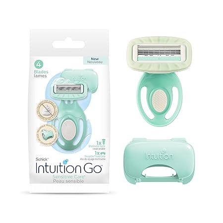 Schick Intuition Go Disposable Travel Razor for Sensitive Skin, 1 Count | Razors Sensitive Skin, Women’s Disposable Razors with Organic Aloe, Travel Razors for Women, Travel Essentials