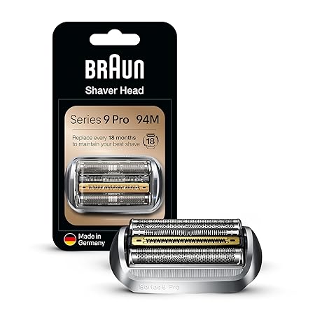 Braun Electric Shaver Head Replacement Part 94M, Compatible with Series 9 Pro and Series 9 Electric Razors for Men, Silver