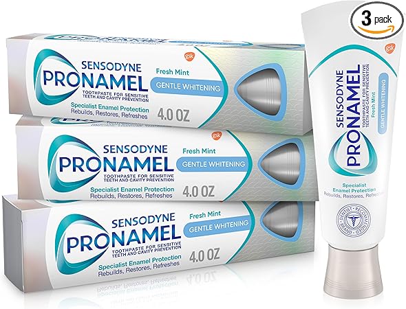 Sensodyne Pronamel Gentle Teeth Whitening Enamel Toothpaste for Sensitive Teeth, to Reharden and Strengthen Enamel, Amazon Exclusive, Fresh Mint - 4 Ounces (Pack of 3)