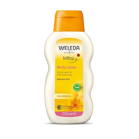 Weleda Baby Calendula Comforting Body Lotion, Plant Rich Moisturizer with Calendula, Chamomile, Sweet Almond and Sesame Oils, 6.8 Fl Oz