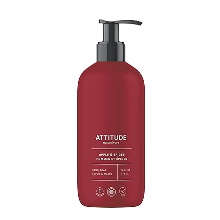 ATTITUDE Liquid Hand Soap, EWG Verified, Plant and Mineral-Based, Vegan Personal Care Products, Apple & Spices, 16 Fl Oz