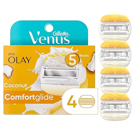 Gillette Venus ComfortGlide Womens Razor Blade Refills, 4 Count, Infused with Olay Coconut Scent