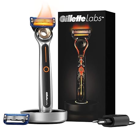 Gillette Heated Razor for Men, Starter Shave Kit by GilletteLabs, 1 Handle, 2 Razor Blade Refills, 1 Charging Dock