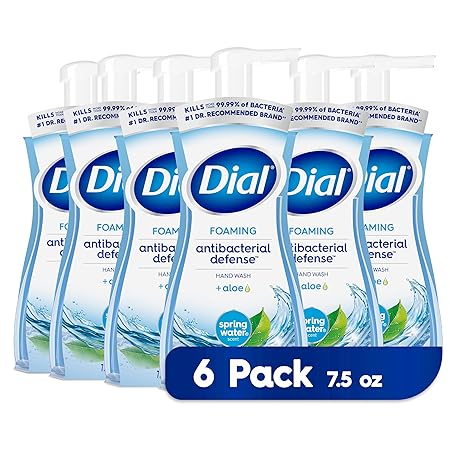 Dial Antibacterial Foaming Hand Wash, 7.5 fl oz (Pack of 6) | Spring Water