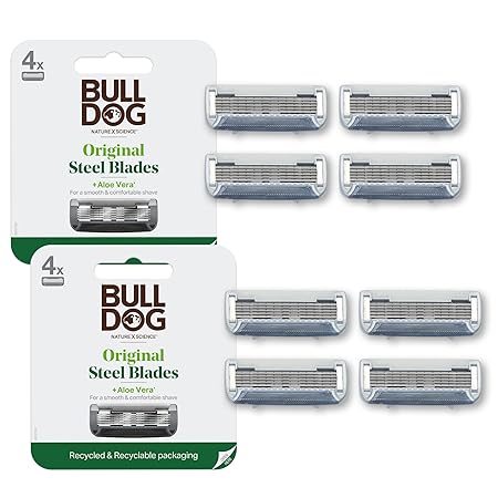 Bulldog Mens Skincare and Grooming Original Razor Blades Refills for Men, 8 Count