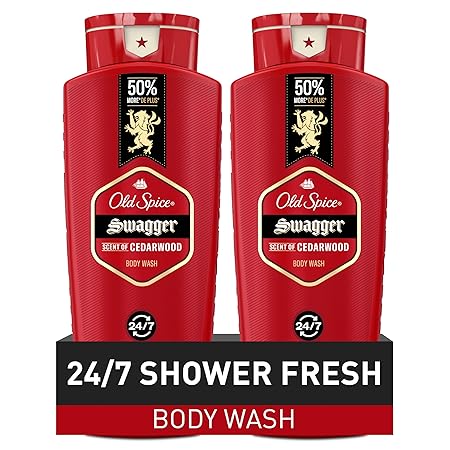 Old Spice Swagger with Cedarwood Scent Body Wash, Red Collection, 24 fl oz (Pack of 2)