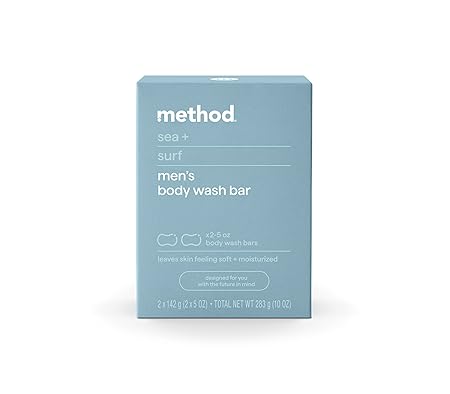 Method Sea + Surf Body Wash Bar, 5 oz (Pack of 2) | Plastic Free