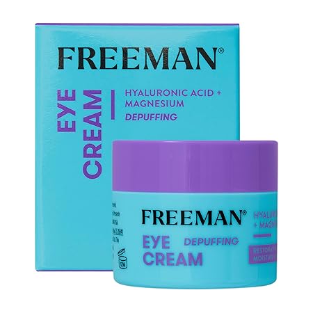 Freeman Restorative Moisturizing & Depuffing Eye Cream + Overnight Leave-On Treatment, For Dull & Tired Eyes, Brightens Undereye Skin, Infused With Magnesium & Hyaluronic Acid, 0.5 fl.oz./ 15 mL Jar