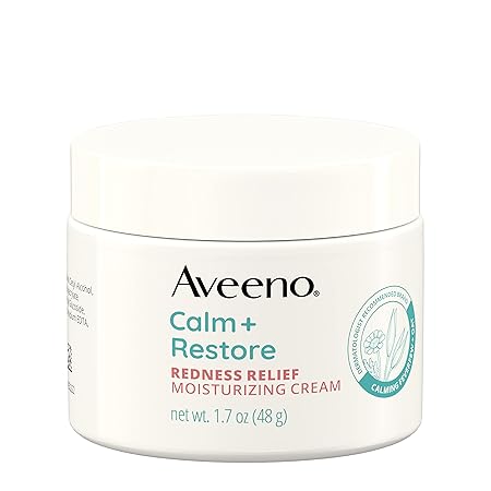 Aveeno Calm + Restore Soothing Face Moisturizer for Redness Relief, 1.7 OZ (Pack of 1) | Cream | Sensitive Skin | Hypoallergenic Formula, Fragrance-Free