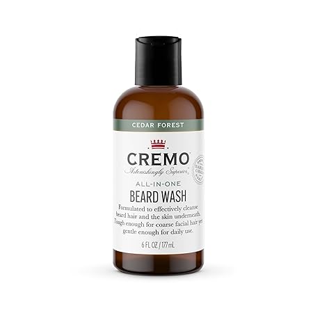 Cremo Cedar Forest All-In-One Beard and Face Wash, 6 Fluid Ounces (Pack of 1) | Clean Coarse Facial Hair