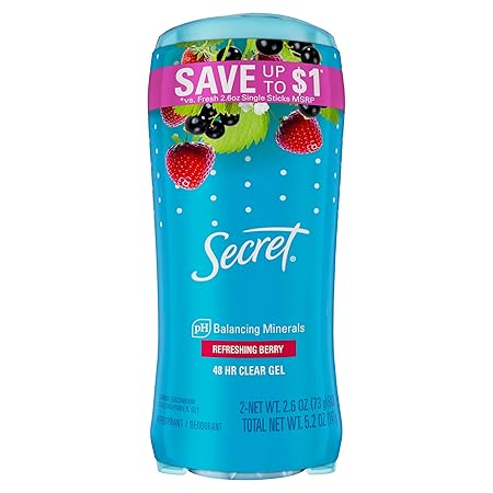 Secret Fresh Clear Gel Deodorant for Women, Summer Berry, 2.6 oz each, Pack of 2