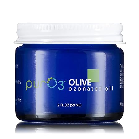 Pur O3 Fully Ozonated Olive Oil - Pure, Natural, Organic Ozonated Oil - Olive Oil Skin Care from Ozonated Oil, Oxygenated Olive Oil - Ozone Oil in a Glass Jar, 2 oz