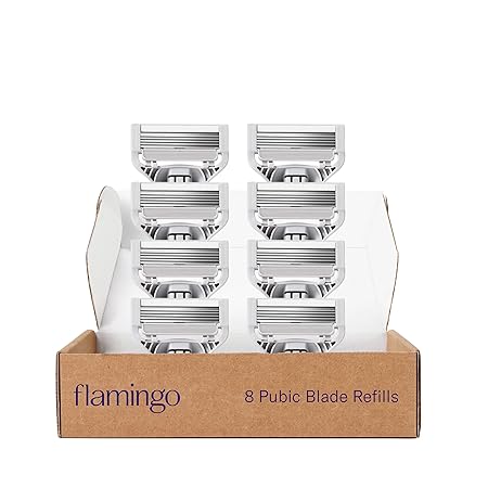 Flamingo Pubic Women’s Razor Refill Cartridges - For Bikini Line Hair Removal - 8 Count