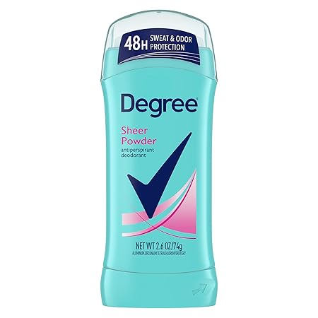 Degree Original Antiperspirant Deodorant Sheer Powder Pack of 6 48-Hour Sweat & Odor Protection Antiperspirant for Women 2.6 oz