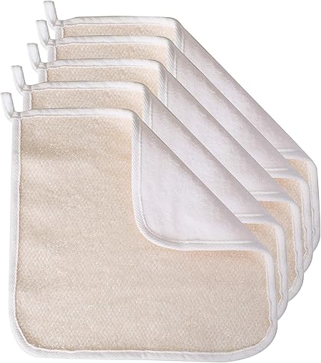 Paradiso Soft-Weave Wash Cloths for Face and Body, Exfoliating Washcloth, White, 5 Count, Small