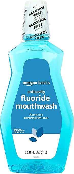 Amazon Basics Anticavity Fluoride Mouthwash, Alcohol Free, Refreshing Mint, 1 Liter, 1-Pack