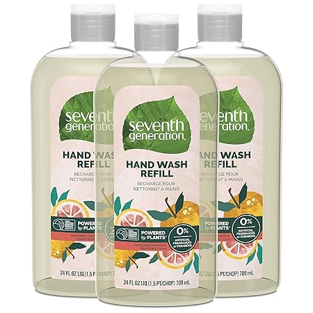 Seventh Generation Hand Soap Refills Mandarin Orange & Grapefruit, Transparent, Mandarin Orange & Grapefruit REFILL, 24 Fl Oz, Pack of 3