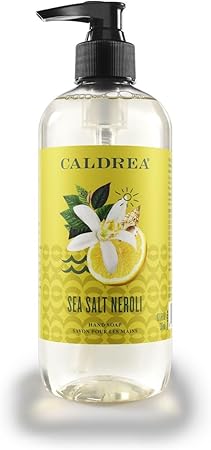 Caldrea Hand Wash Soap, Aloe Vera Gel, Olive Oil and Essential Oils to Cleanse and Condition, Sea Salt Neroli Scent, 10.8 oz