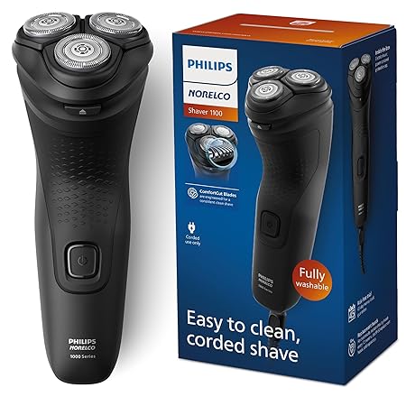 Philips Norelco Shaver 1100, with Comfort Cut Blades & 4D Flex Heads (Corded Use Only), S1016/90