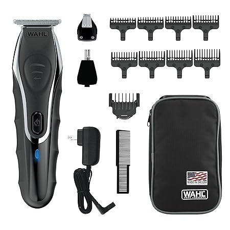 Wahl Aqua Blade® Rechargeable Wet/Dry Lithium-Ion Deluxe Beard Trimmer for Men - Interchangeable Heads for Detailing, Hair, Mustache and Body Grooming - Model 9899-100