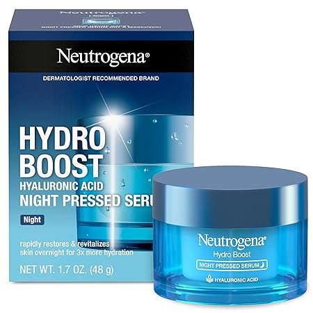 Neutrogena Hydro Boost Night Pressed Face Serum, 1.7 Oz (Pack of 1) | Hyaluronic Acid, Pro Vitamin B5 | Dry Skin | Oil-Free, Non-Comedogenic, Fragrance Free | Hydrating