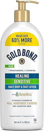 Gold Bond Healing Sensitive Daily Body & Face Lotion with Aloe Moisturizes, Heals & Soothes Dry, Sensitive Skin, Value Size, 21 oz.