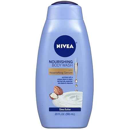 NIVEA Shea Butter Nourishing Body Wash, 20 Fl Oz (Pack of 1) | Bottle | Shea Butter, Plant-Derived Oils, Essential Skin Lipids, Vitamins | Moisturizing, Nourishing